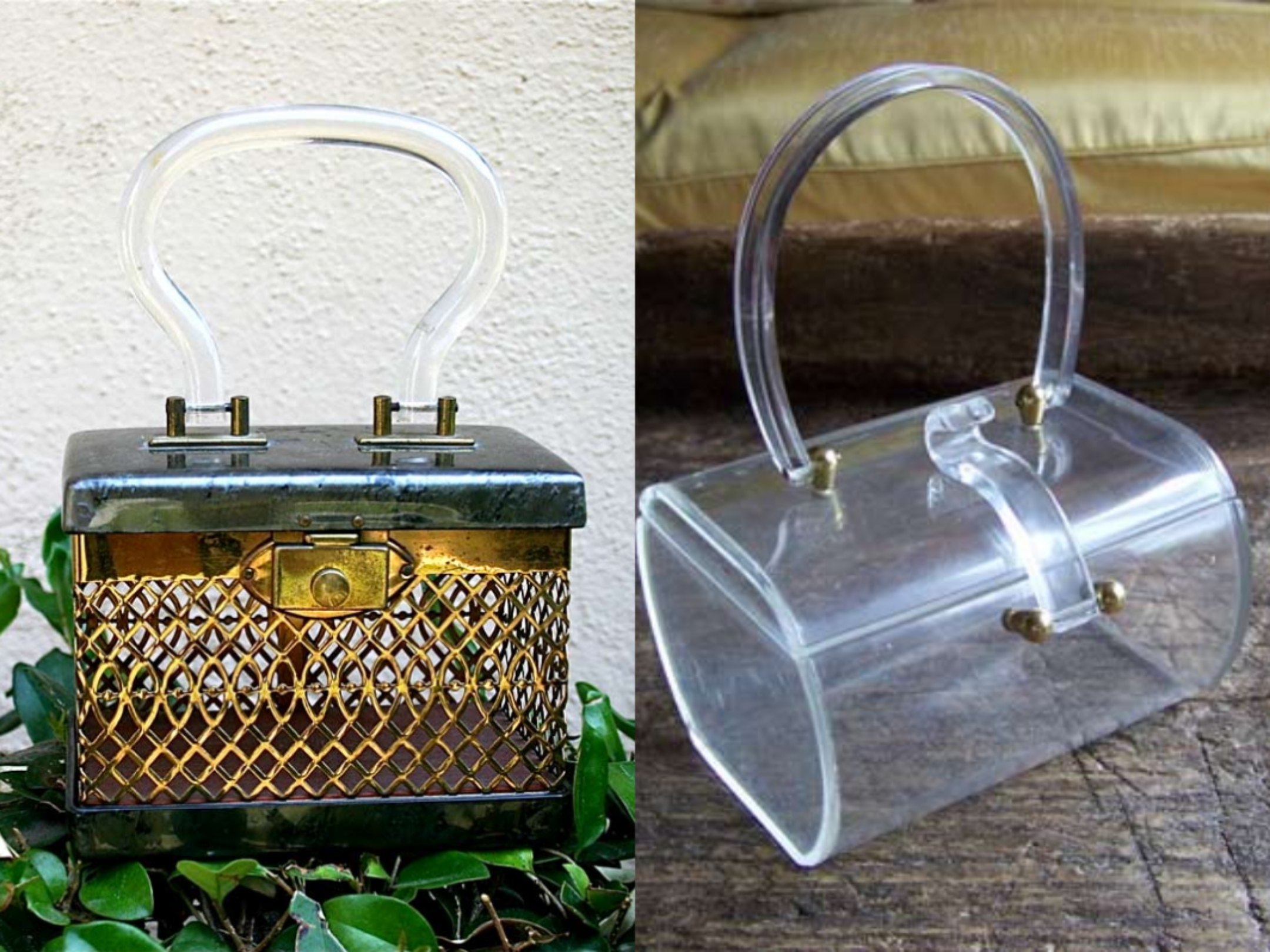 1950s transparent plastic bag and other bags