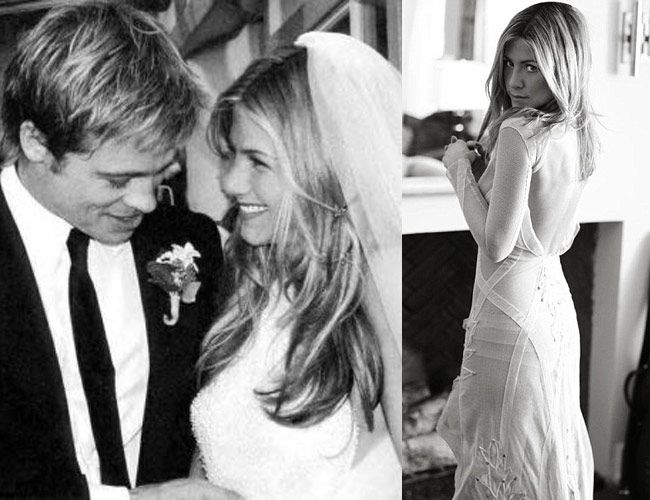 wedding dresses from the 2000s Jennifer Aniston and Brad Pitt
