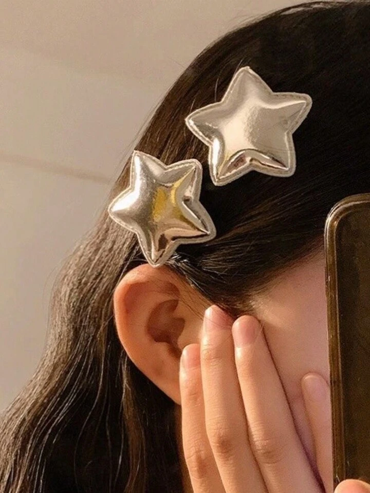 Y2K silver star hairclip