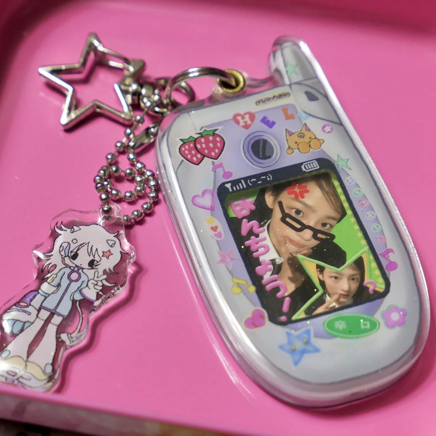 Y2k-Accessories-Mini-Mobile-Phone-Picture-Frame-Keychain-Kawaii-Sweet