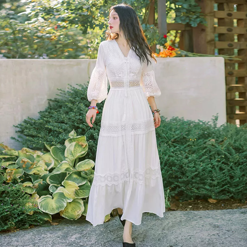 long sleeve white dress