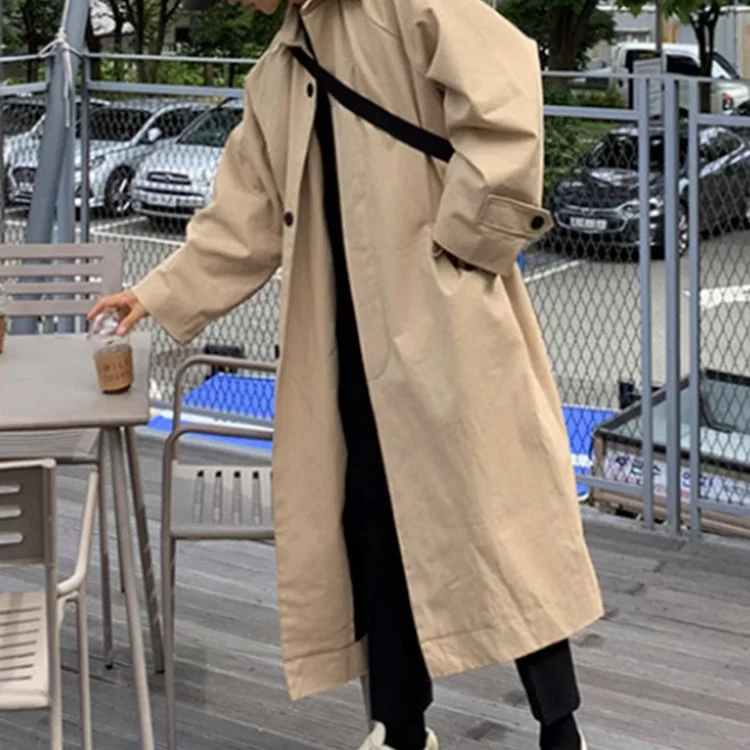 	
how to style a khaki trench coat