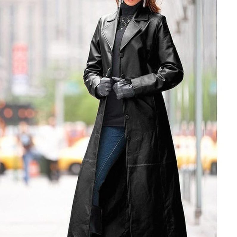 faux leather trench coat