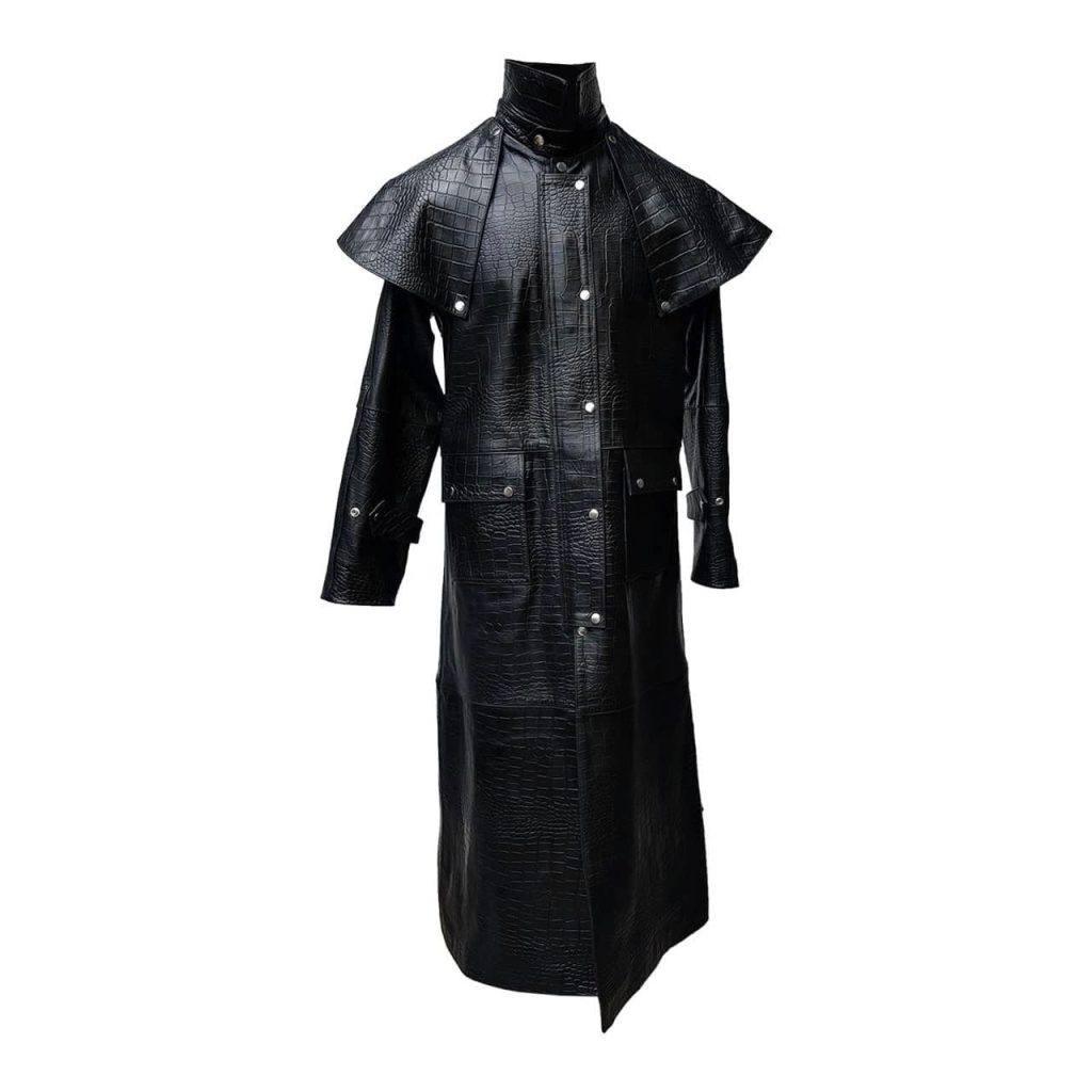 	
steampunk leather trench coat
