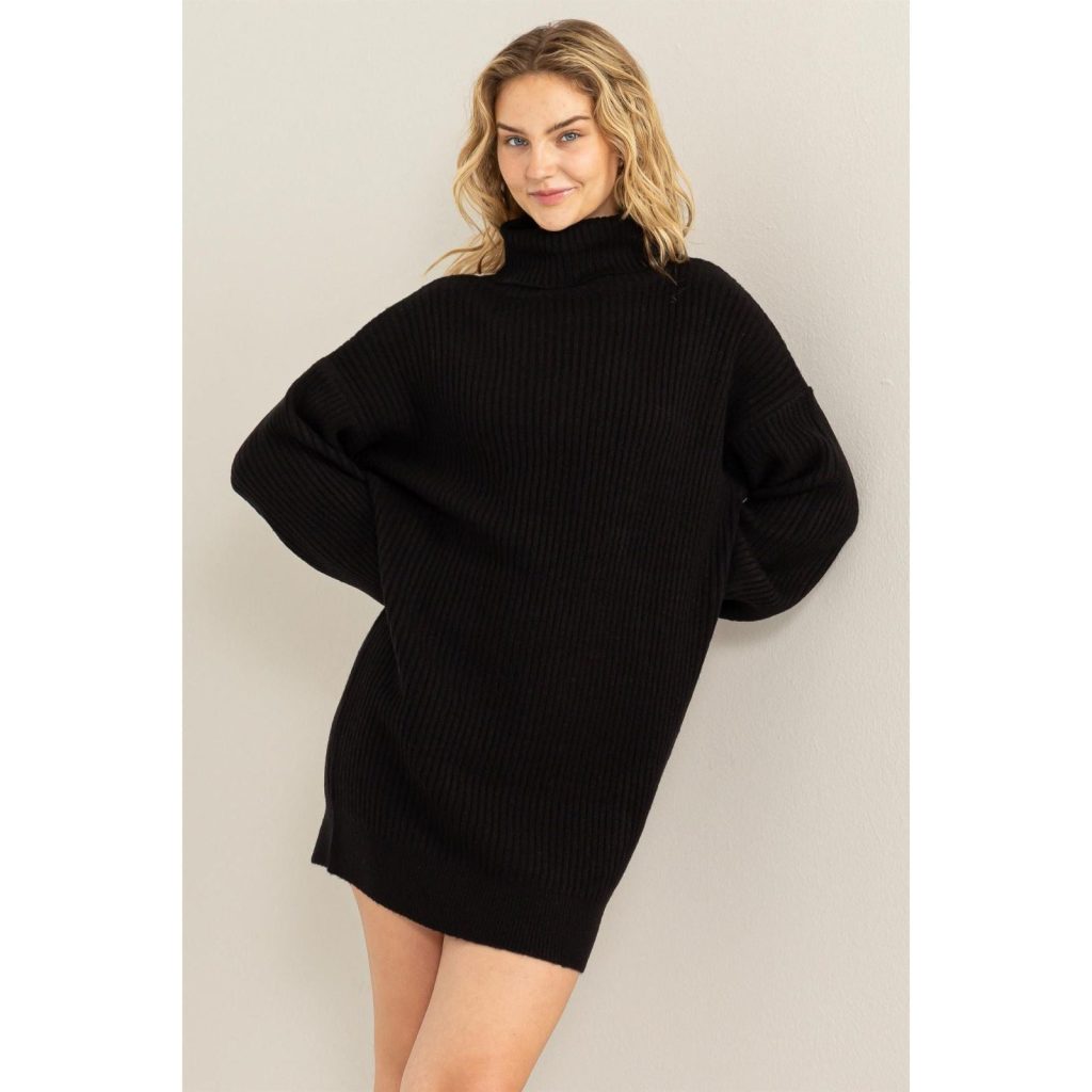 long sleeve turtleneck dress