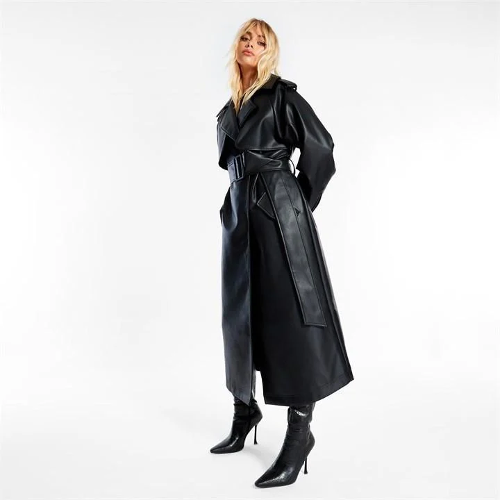 vegan leather trench coat